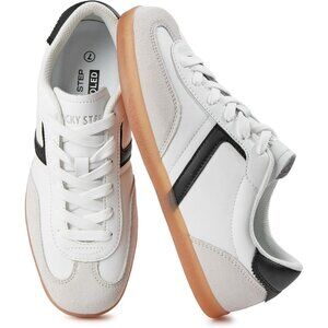 Women's White Black Fashion Retro Sneaker Casual Trendy Walking Shoes Non Slip